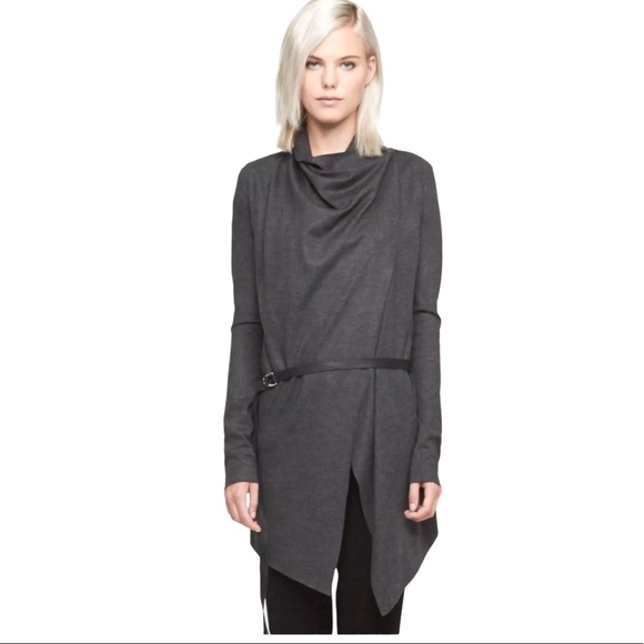 Helmet Lang Sonar Charcoal Wool Belted Jacket S